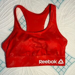 Reebok | Women’s Red Essential Sports Bra Back Pocket | Size Small